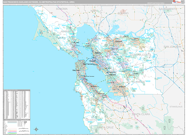San Francisco-Oakland-Hayward, CA Metro Area Wall Map